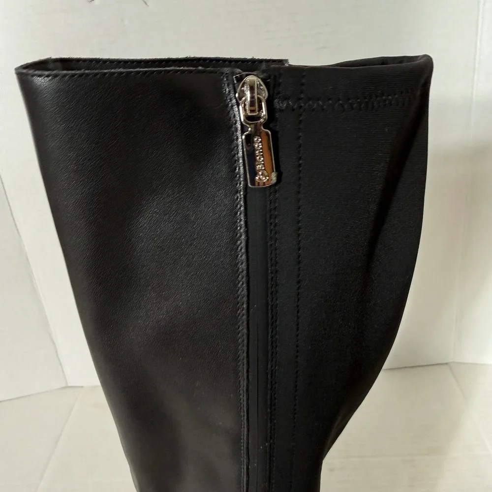 Blondo Womens Harriet Waterproof Zip Black Leather Stretch Knee High Boot Size 7